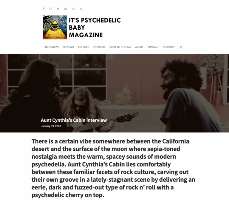 It's Psychedelic Baby Magazine Article - Aunt Cynthia's Cabin