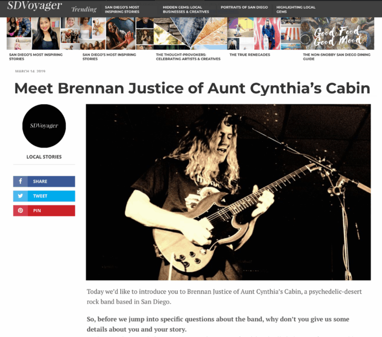 SD Voyager Article - Aunt Cynthia's Cabin